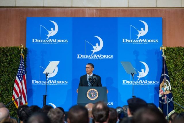 United States president, Barack Obama, at DreamWorks Animation. Photo by Jorge Gonzalez CC BY 2.0