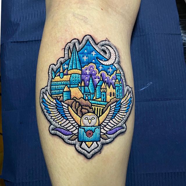 23 Colorful Tattoos That Look Like Embroidered Patches Permanently Attached to the Skin