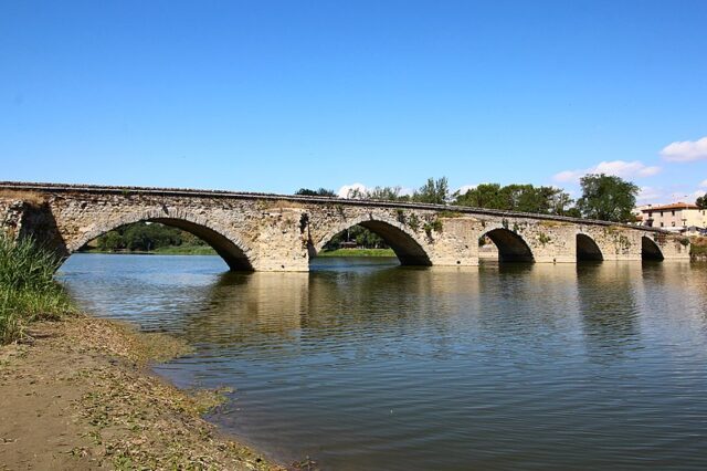 Photograph of Ponte Buriano. Some consider the bridge to be the bridge depicted in the Mona Lisa.